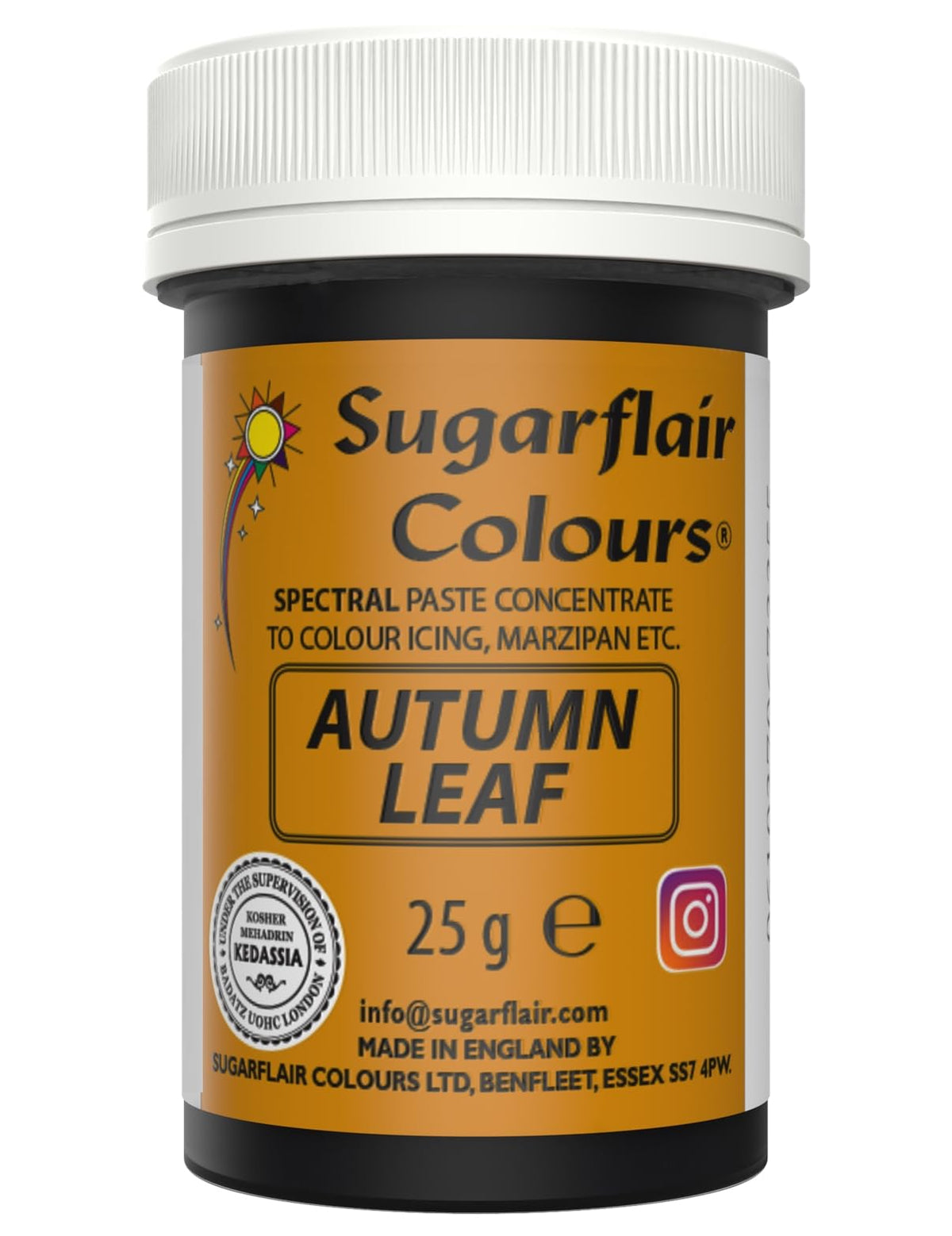 Sugarflair Spectral Autumn Leaf Food Colouring Paste, Highly Concentrated for Use with Sugar Pastes, Buttercream, Royal Icing or Cake Mix, Vibrant Colour Dye - 25g