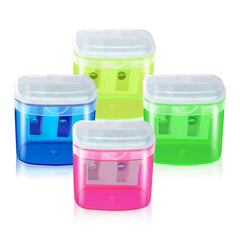 DOETYD 4pcs Pencil Sharpener 4 Color Dual Holes Manual Sharpener for Kids Students School Home Office