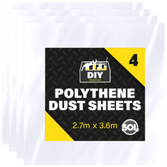 4pk Plastic Dust Sheets for Decorating   3.6m x 2.7m Large Dust Sheets for Furniture   Dust Sheet Plastic Sheets for Painting   Dust Sheets for Painting Plastic Sheeting for Decorating   Plastic Sheet