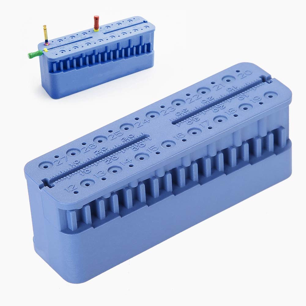 Root Canal Measuring Block, Dental Endo Block Files Measuring Tools, Double Scale Measuring Trough, High Temperature Sterilization, Endodontic Ruler Test Board(Dark Blue)