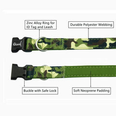 Olahibi Camouflage Printing Dog Collar,Neoprene Padded,Polyester Material,for Large Dogs(L,Camo Collar)