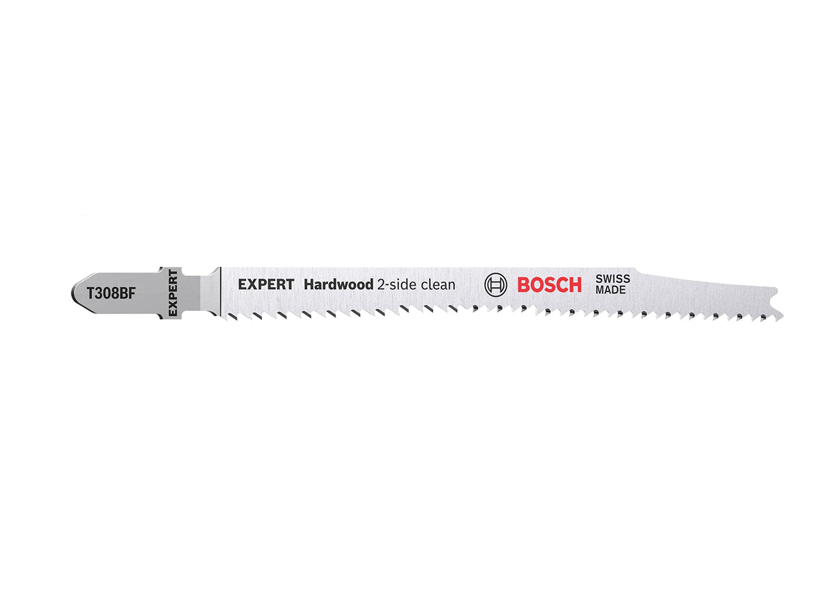 Bosch Professional 25x Expert ‘Hardwood 2-Side Clean’ T 308 BF Jigsaw Blade (for Plastic coated boards, Multiplex board, Length 117 mm, Accessories Jigsaw)