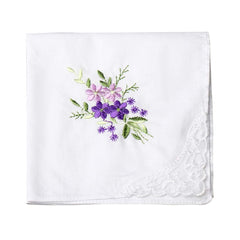 pengxiaomei 6 Pieces Women's Handkerchief, 100% Cotton 27X27cm Floral Embroidery Lace Ladies Handkerchiefs