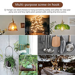 12Pack Q-Hanger Screw Hooks, Outdoor String Light Hanger Hooks Screw in Hooks with Buckle Windproof for Plants, Birdcage, Feeders, Christmas Decor, Mounted on Ceiling or Wall, Great for Garden Wood