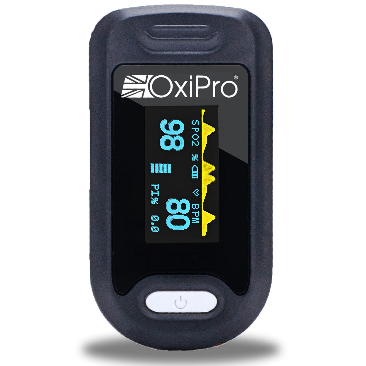 OxiPro OX2 - CE Certified - MHRA Registered Pulse Oximeter/Blood Oxygen Monitor - Finger Oxygen Saturation Monitor/SATS Monitor SpO2 for Adults and Child - UK Approved Medical Device