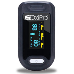 OxiPro OX2 - CE Certified - MHRA Registered Pulse Oximeter/Blood Oxygen Monitor - Finger Oxygen Saturation Monitor/SATS Monitor SpO2 for Adults and Child - UK Approved Medical Device