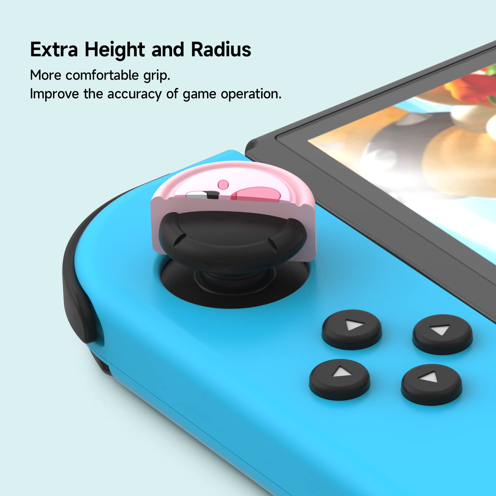 JINGDU Switch Thumb Grip Caps for Nintendo Game Silicone Analog Stick Cover Soft Joystick Grip Caps with 3D Pattern for Nintendo Switch Lite/OLED 4Pcs - Kirby