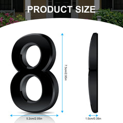 Vicloon Mailbox Numbers Self Adhesive, 3 Inches 3D Mailbox Numbers Waterproof, Door Numbers House Numbers Street Number Stickers for House Mailbox Apartment Hotel Courtyard Cafe Black(8)