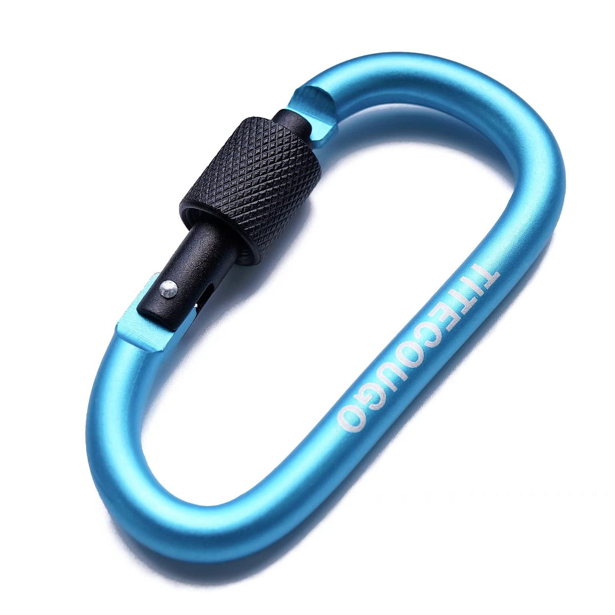 TITECOUGO Aluminum Alloy D-Ring High Strength Carabiner Key Chain Clip Hook For Camping Hiking (Not for Climbing) Sky Blue Black