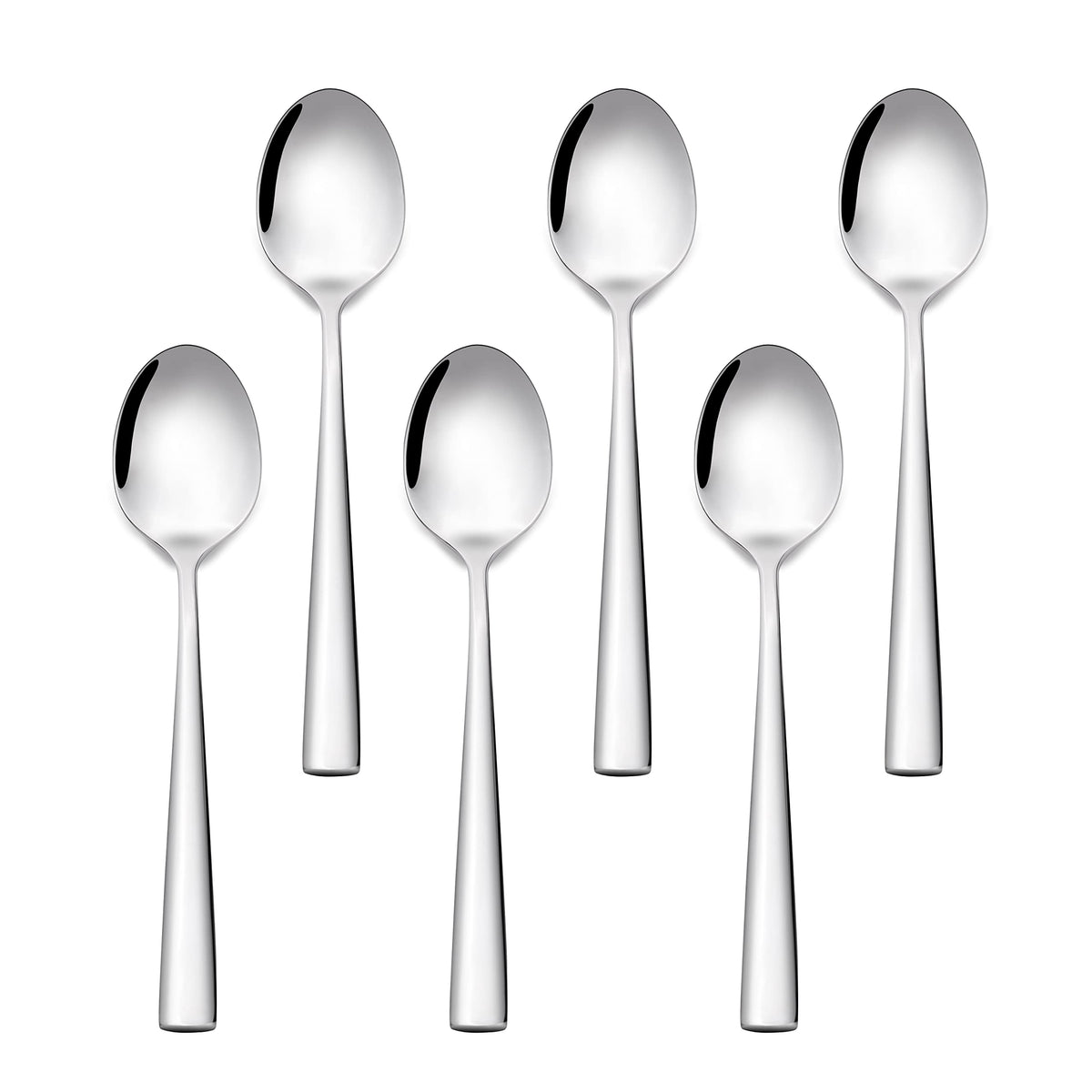 Otto Koning - Leipzig –Stainless Steel Teaspoons, Tea Spoons with Mirror Polished Finish, Coffee Spoons with Modern and Elegant Design. (6 Pieces)