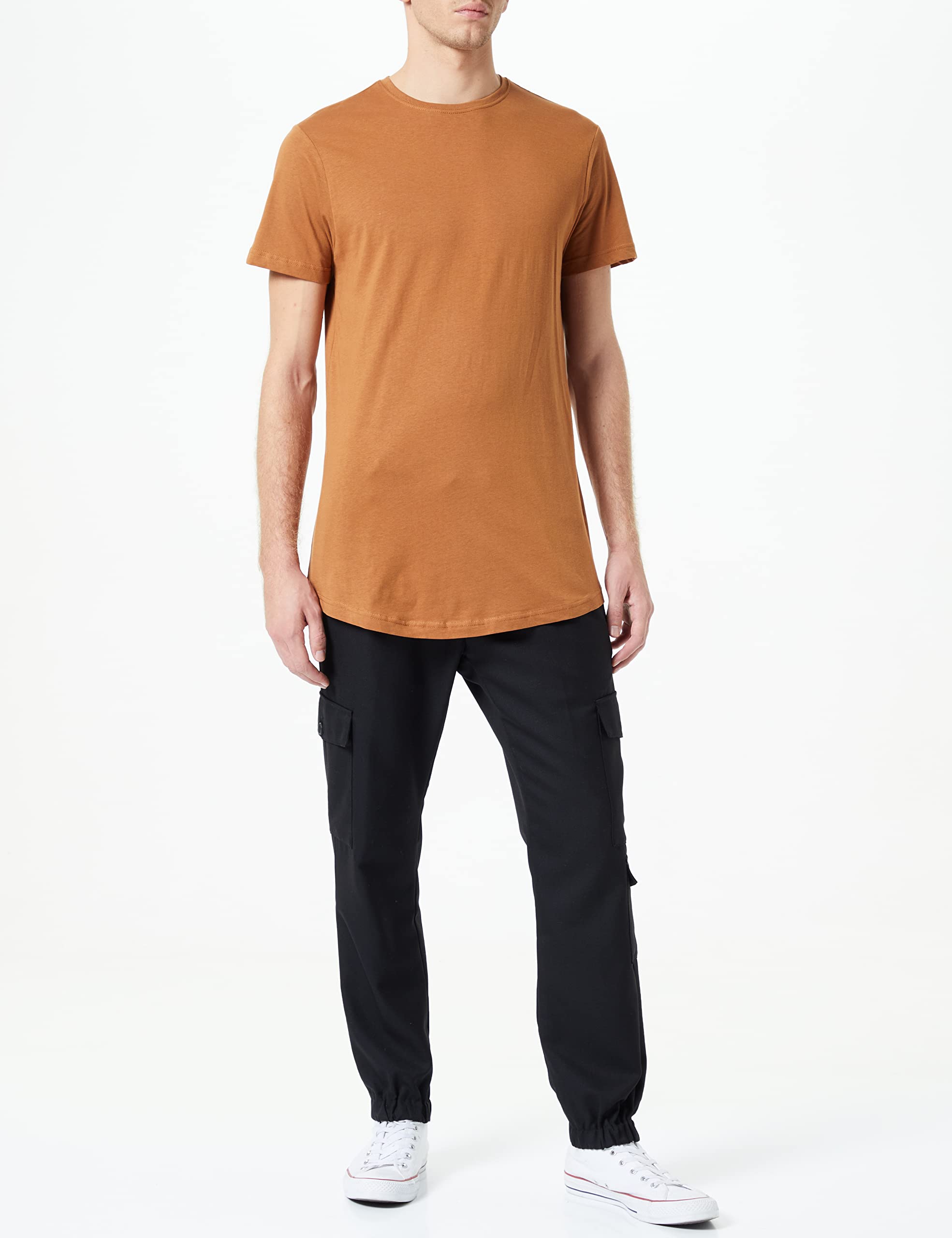 Urban Classics Men's Shaped Long Tee T-Shirt, Toffee, XS, 1