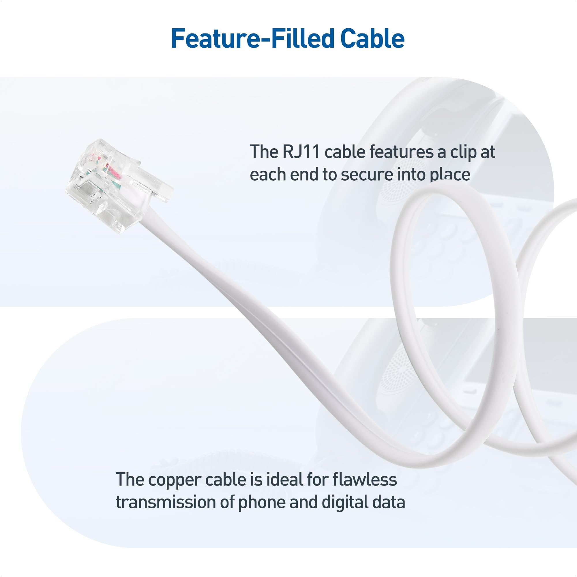 Cable Matters 2m BT to RJ11 Cable (Telephone Cable for BT) in White - 2m