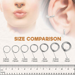 NAVZA Surgical Steel Nose Rings- Nose Hinged Hoops for Men and Women - Body Piercing Jewelry Earrings Lip Rings 6mm-7mm-8mm-9mm-10mm