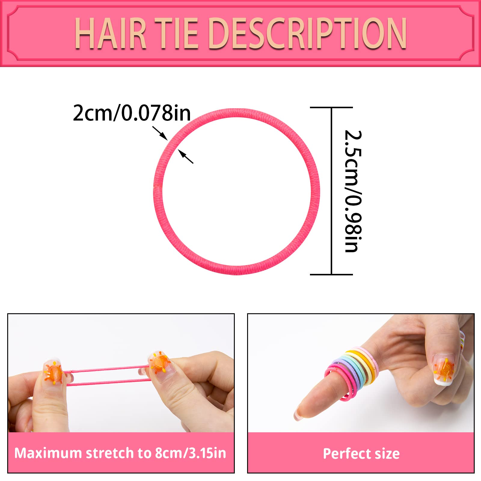 ZCOINS 200pcs Hair Bands Hair Bobbles Hair Ties Hair Accessories Hairbands 2mm tiny Hairbands Hair Elastics Ponytail Holders for baby Kids Girls Women (Multicolor)