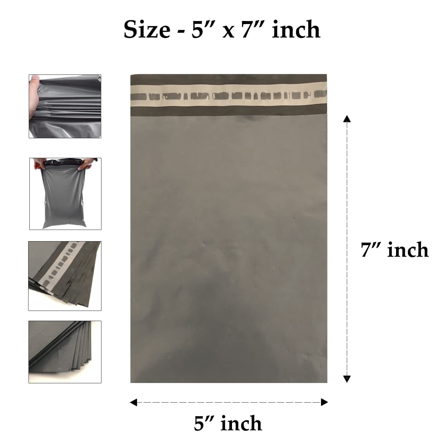 ezkart   Strong Plastic Grey Mailing Postal Bags with Various Sizes [Use in Parcel, Delivery, Shipping, Mail, Package]   Waterproof Plastic Envelopes with Various Sizes, (50, 5x7'')