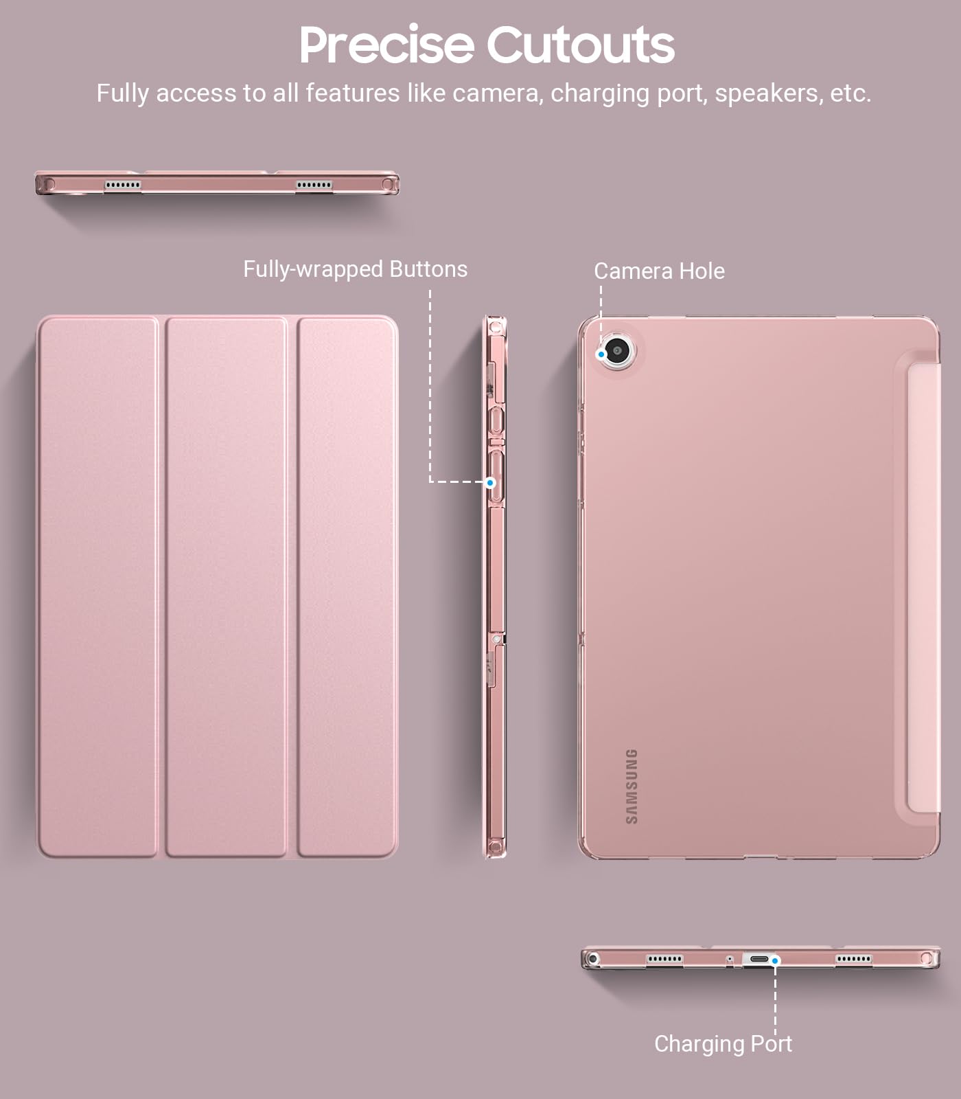 TiMOVO Case for Samsung Galaxy Tab A9and/A9 Plus 11 inches 2023, Slim Soft TPU Translucent Frosted Back Protective Cover for Galaxy Tab A9and Tablet SM-X210/X216/X218, Auto Wake/Sleep, Rose Gold