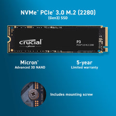 Crucial P3 4TB M.2 PCIe Gen3 NVMe Internal SSD - Up to 3500MB/s - CT4000P3SSD801 (Acronis Edition)