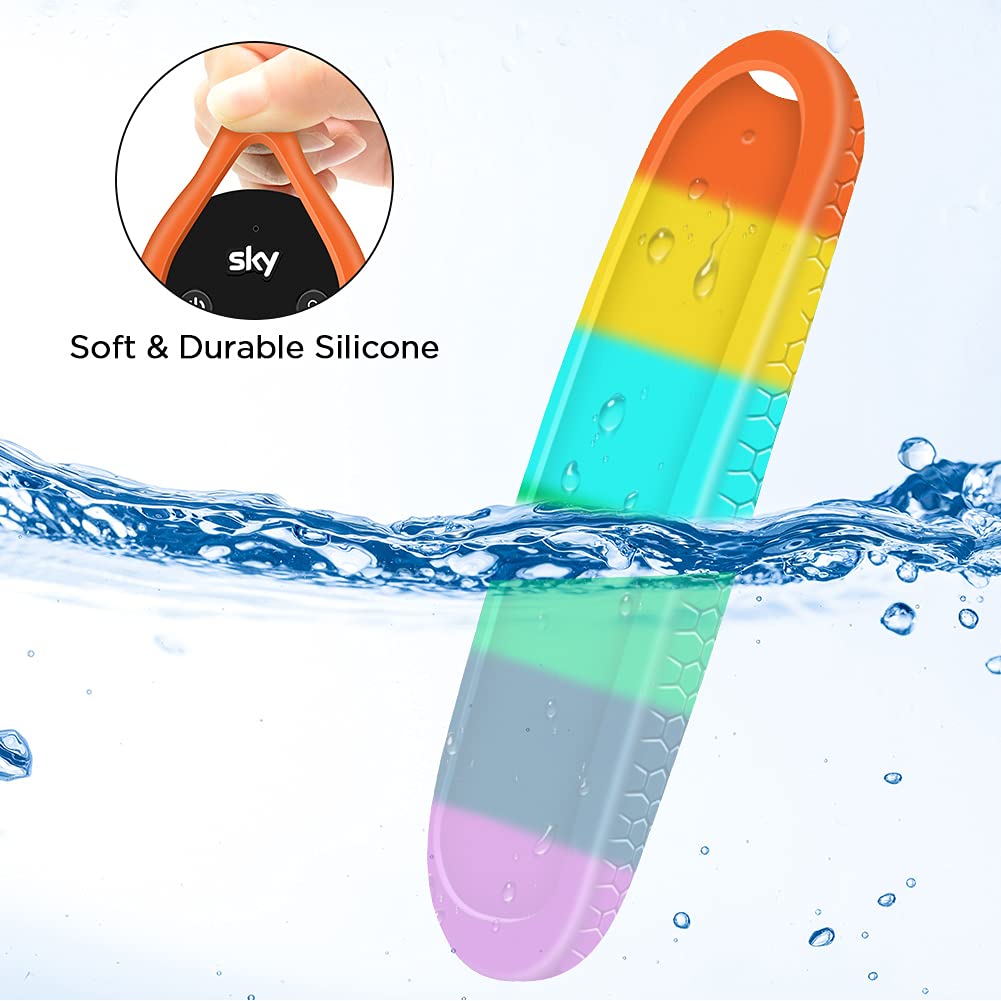 Case for Original Sky Q Voice Remote Control SKY135,Sky Glass Remote Protective Silicone Cover SKY Q Touch and Non-Touch Remote Control Sleeve Skin Holder Battery Back Protector Universal-Rainbow