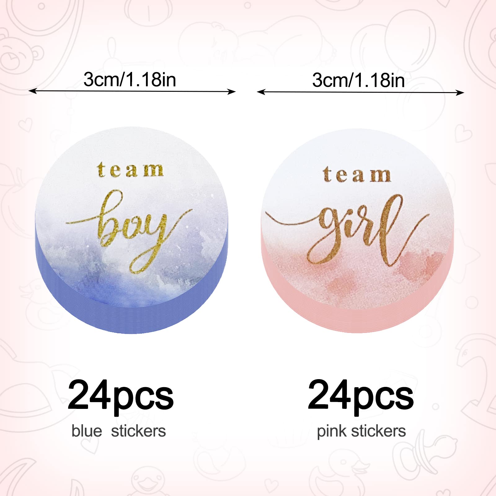 48Pcs Gender Reveal Stickers BOZILY Team Boy or Girl Stickers for Party Invitations and Voting Games Gender Reveal Games Labels for Baby Shower Decoration Supplies and Baby Showers