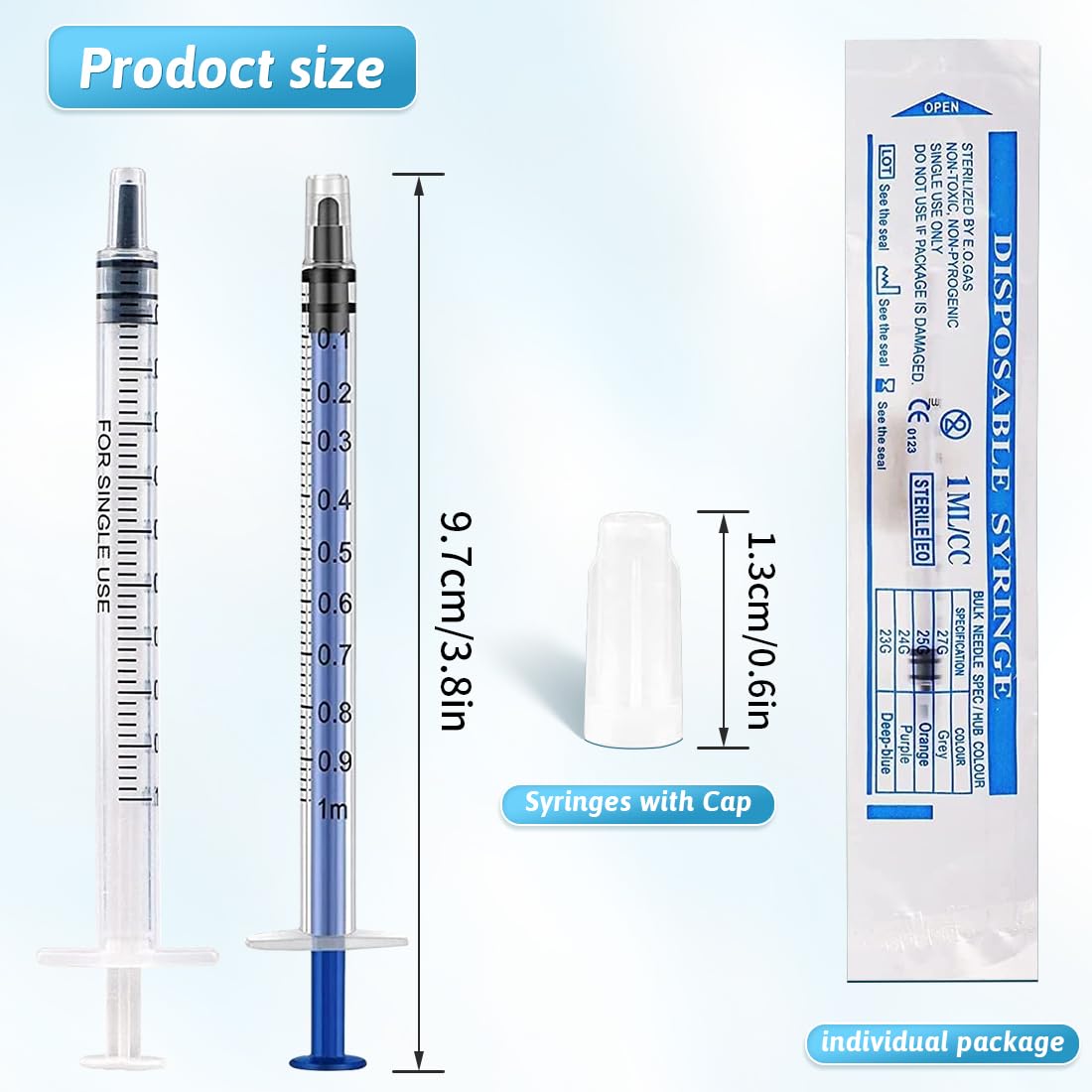 1ml Syringes Colostrum Syringe With Caps - Molkor 20Pcs No Needle Syringe for Refilling and Measuring Liquids, Colostrum Harvesting, Scientific Labs, Plant Watering, Pet Feeding