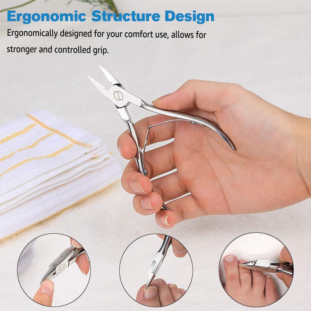 FERYES Ingrown Toenail Clippers with Straight Blade - Podiatry Tool Handmade Forged - All Steel Nail Nippers to Cut Thick Toe Nails Professionally