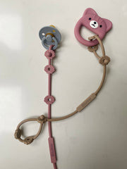 Blumie Silicone Dummy Clips, Toy Safety Straps (Dusty Lilac & Sand)