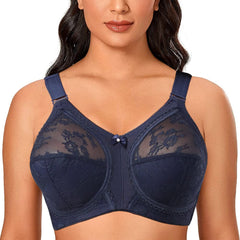 Ayigedu Ladies Plus Size Bra Minimiser Full Coverage Firm Hold Non Padded No Wired 48-C Blue