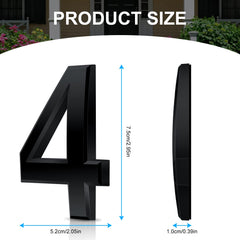 Vicloon Mailbox Numbers Self Adhesive, 3 Inches 3D Mailbox Numbers Waterproof, Door Numbers House Numbers Street Number Stickers for House Mailbox Apartment Hotel Courtyard Cafe Black(4)