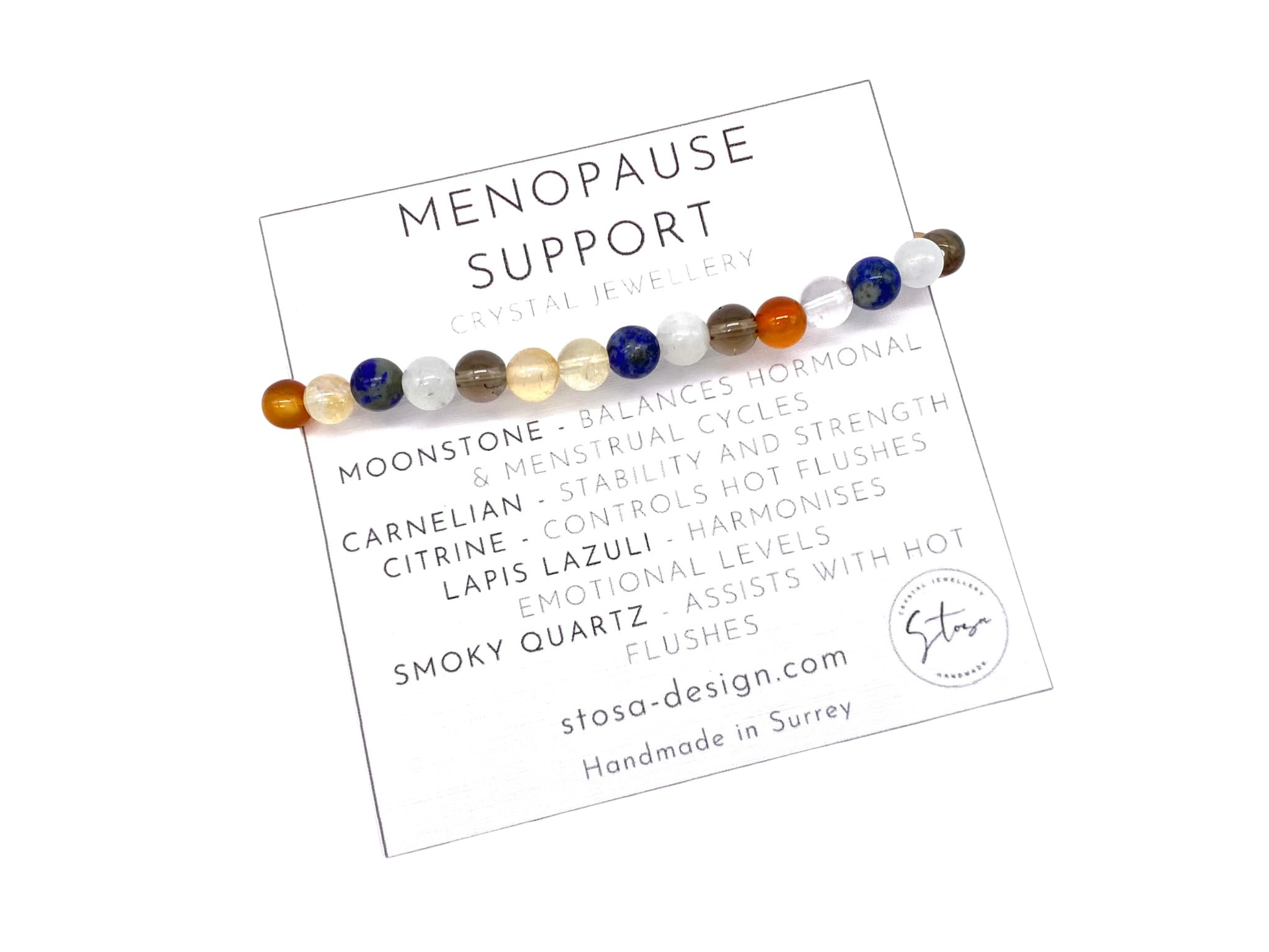 Menopause Support Bracelet - Crystal Bracelet for Perimenopausal - Crystals for Hot Flushes - Help with Menopause - Healing Crystal Bracelet (6 inch (Small))