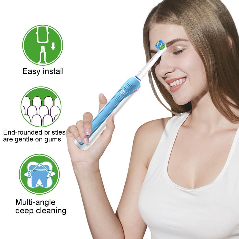 16 Pack Replacement Toothbrush Heads Compatible with Oral B Electric Toothbrush, White. Deep and Precise Cleaning.