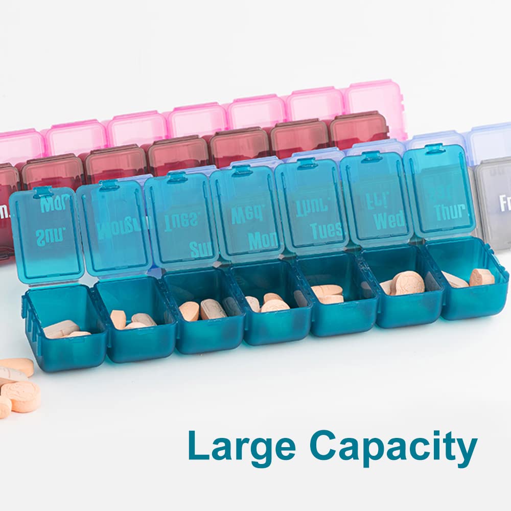 Pill Boxes 7 Day 1 Times a Day with 7 Compartments (Detachable/Combined), Travel Pill Box Organiser, Pill Holder for Vitamins and Medication