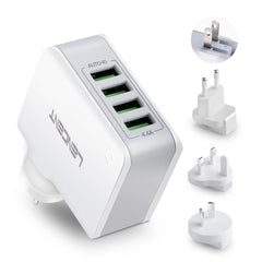 Lencent USB Charger Plug, 4-Port USB Universal Travel Adaptor Plug, 22W/5V 4.4A Wall Charger Worldwide Travel Charger Adapter for iPhone, iPad, Android, Tablets and More