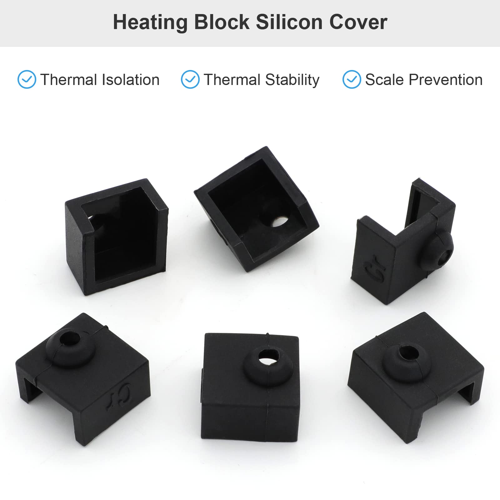 6 PCS 3D Printer Hotend Silicone Sock Heater Block Silicone Cover for Ender 3/3 Pro/3 V2, Ender 5/5 Plus/ 5 Pro, CR 10 Series, MK7/ 8/9 3D Printer Hotend