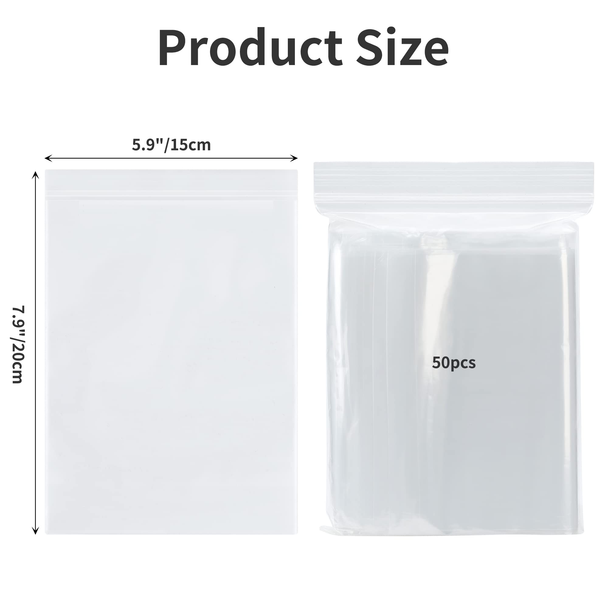 Small plastic Grip Seal Bags,50PCS Resealable Clear Thickening Sealable Seal Bags Ziplock Bags Reusable Mini Sealed Bag Zip Locked Bag for Kitchen Candies Jewellery Storage (4 inchesx 6 inches(10x15cm))