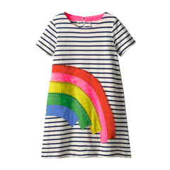 VIKITA Girls Dress Polka Dot Stripe Dresses Baby Girls Clothing Outfits Jm6167 (Size: 4-5 Years=104-110cm) Rainbow