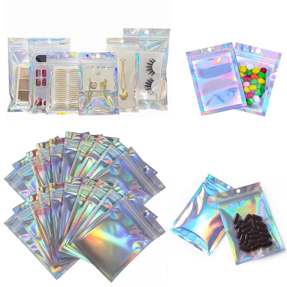 7x10cm 100 Grip Foil Ziplock Bags, Small Clear Plastic Bags, Resealable Storage Pouches, Poly Zip Lock Bags, Perfect for Kitchen Storage, Jewellery, Diamond Painting, Small Cookies and Sweets