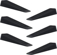 AFFIXERS Pack of 6 Black Door Stoppers for Floor, Anti-Skid, Durable, and Heavy Duty Rubber Door Stop Ideal for All Types Surfaces  Black Door Wedges Indoors