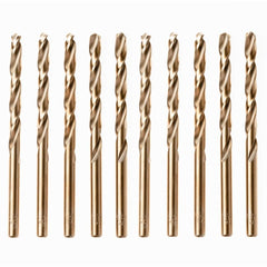 Rennie Tools - Box of 10 x 2.5mm HSS Gold Cobalt Jobber Drill Bit Set For Stainless Steel, Hard Metals, Aluminium, Cast Iron, Copper. Twist Drill Bit Sets Supplied In A Box. 2.5mm Drill Bit Set