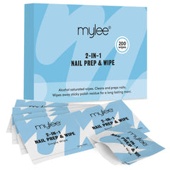 Mylee 200pcs Gel Polish 2-in-1 Nail Prep & Wipe Wipes, UV LED Gel Nails Soak Off Varnish & Sticky Residue Remover, Cleanses Nail Plate Pre-Manicure Pedicure and Removes Sticky Inhibition Layer