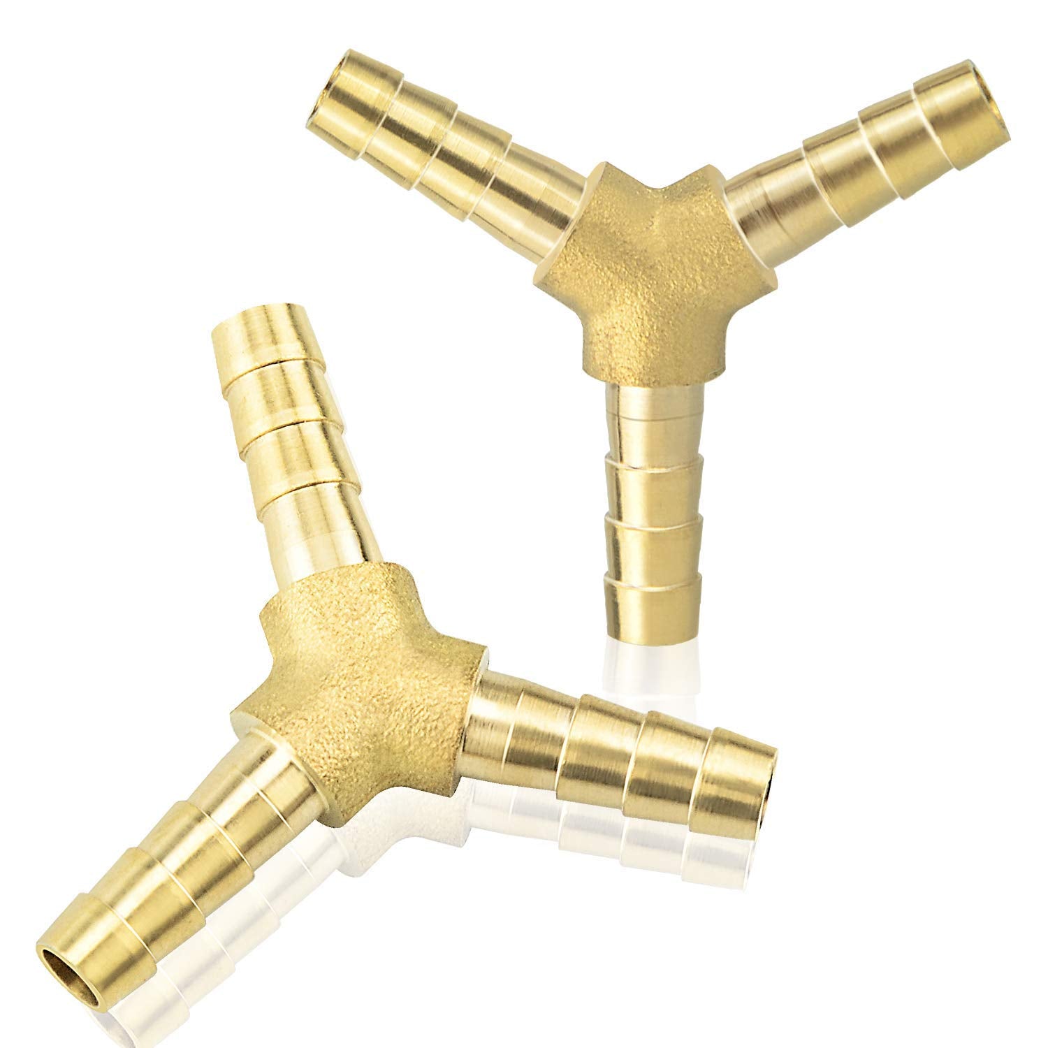 Y Piece Brass Hose Connector 4PCS Fuel Hose Connector Pneumatic Hose Barbed Connector for Fuel Air Water Gas Oil (6mm 8mm 10mm 12mm)