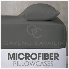 Microfiber Pillow Cases 2 Pack - Plain Dyed Housewife Pillowcases - Charcoal - 74x48