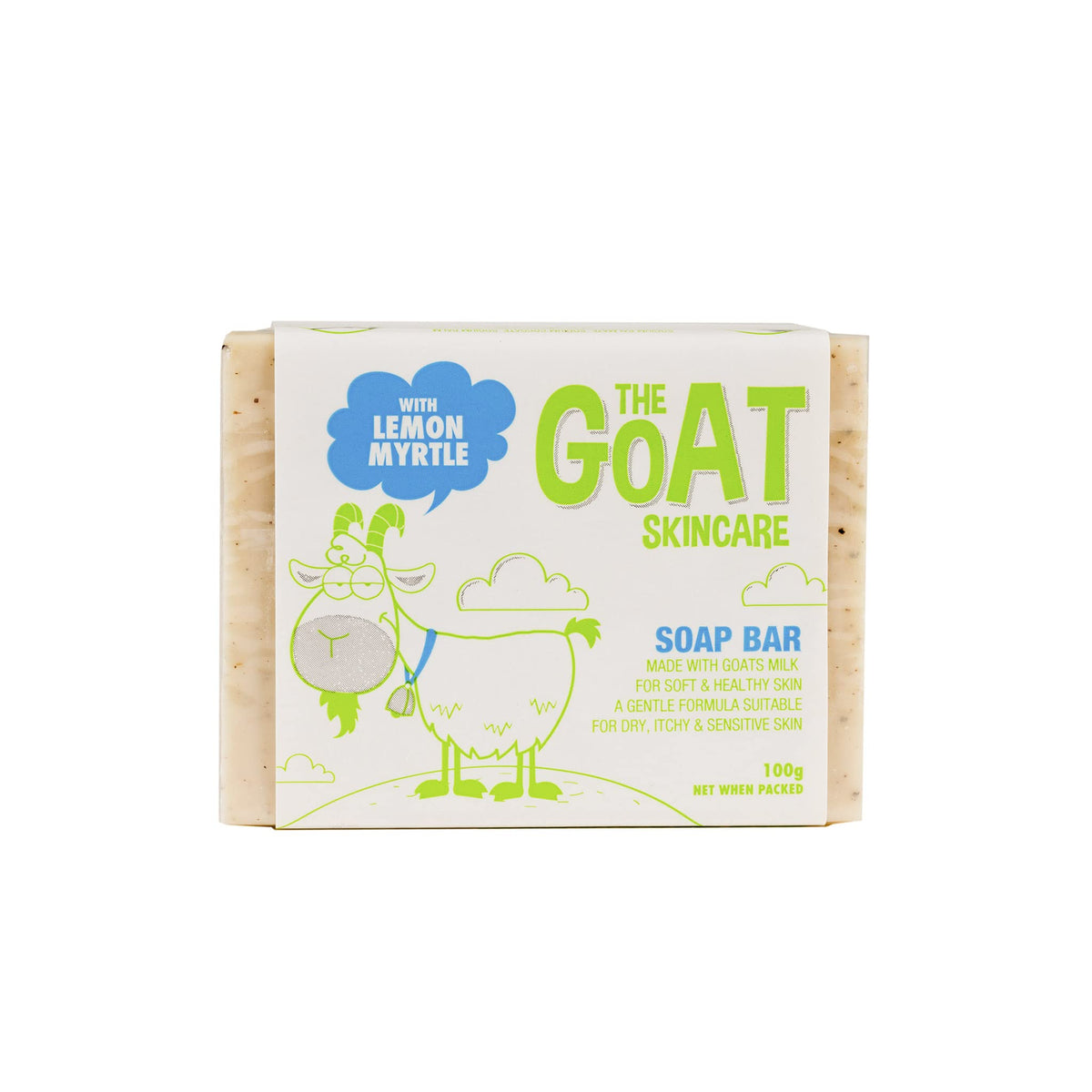 The Goat Skincare Pure Goat's Milk Soap Bar with Lemon Myrtle, Suitable for Dry, Itchy and Sensitive Skin, Paraben Free and No Artificial Colours 100g