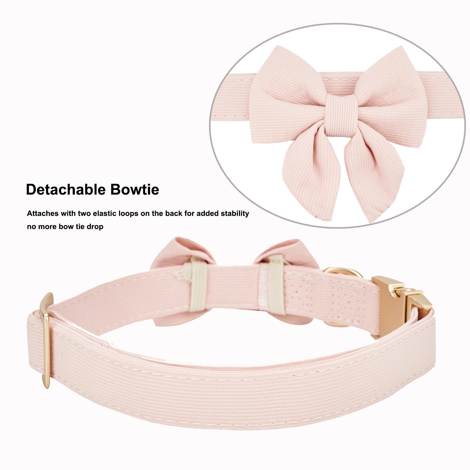 YUDOTE Bowtie Dog Collar Small Soft Lightweight Blended Fabrics Made for Active Female Dogs Daily Use or Dress-up in Wedding,Party and more,Piggy-Pink