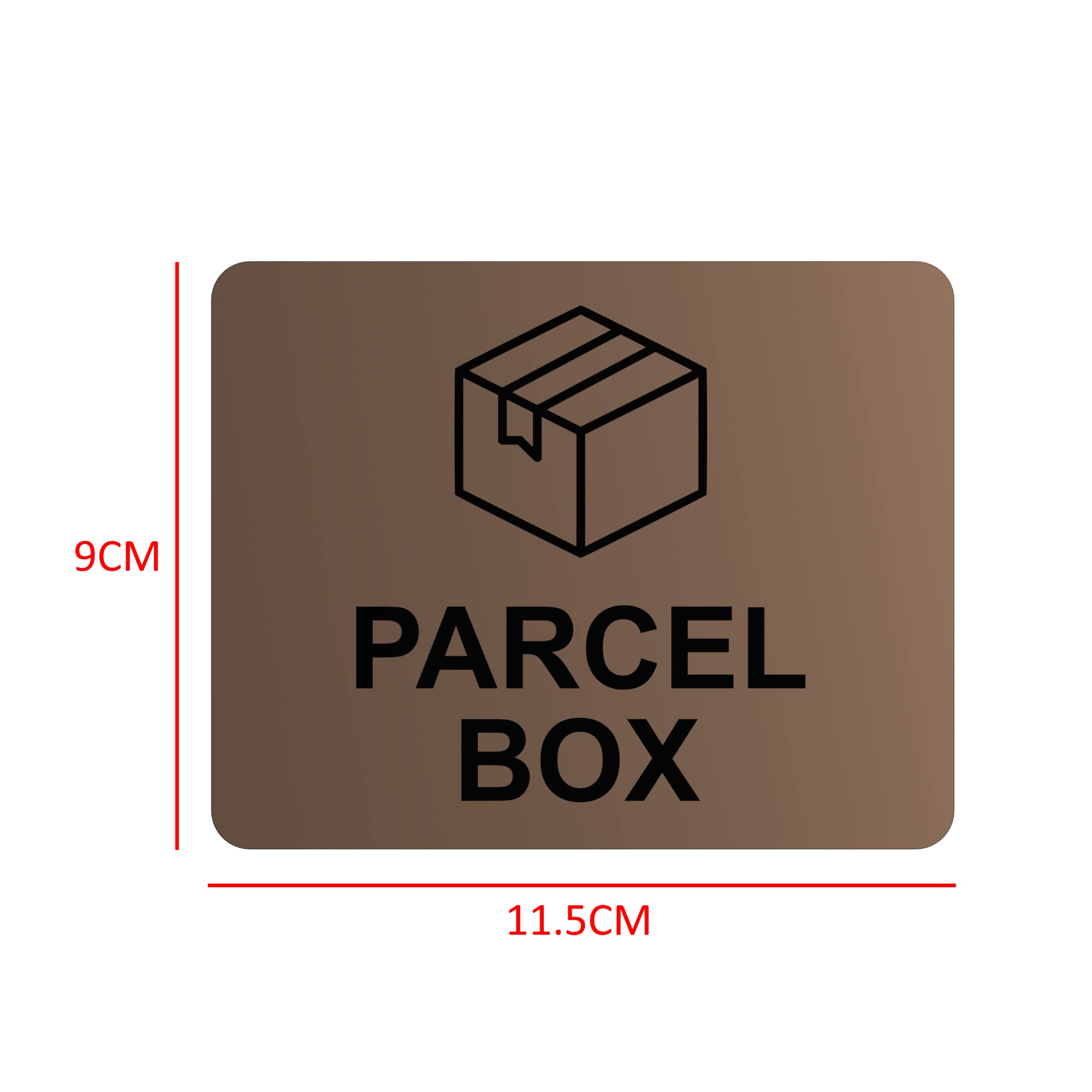 Parcel Box Adhesive Sign - Notice For Deliveries, Delivery Drivers, Packages, Post, Leave Parcel Here (size 12cm x 10cm) Never Loose Your Delivery Again. (Copper)