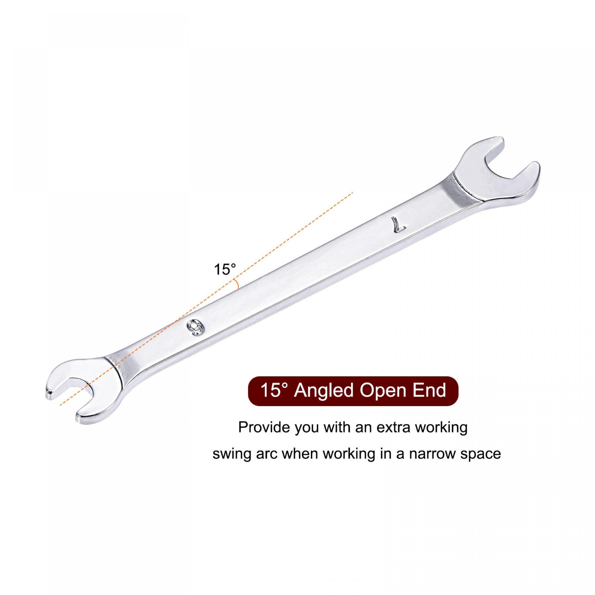 sourcing map Thin Open End Wrench, 6mm x 7mm Metric Mirror-Chrome Plated High Carbon Steel, for Household Maintenance and General Repairs