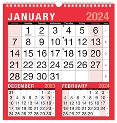 ZYBUX - 2024 Calendar,Planners & Personal Organisers, Wall Planners,Holidays and Notable Dates,Wall Planner Spiral Bound for Home Business Office School. (LARGE PRINT CALENDAR)