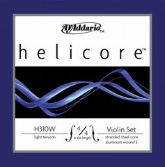 D'Addario Helicore Wound E 4/4 Scale Light Tension Violin String Set with