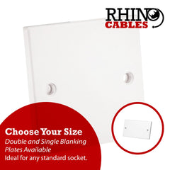 rhinocables Electrical Blanking Plate 2 (Two) Gang - White Gloss Plastic Finish (1, Single)