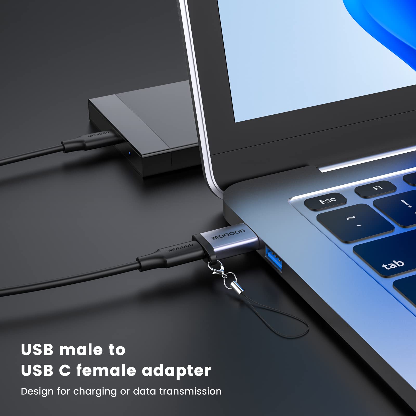 USB C Female to USB A Male Adapter Type C Charger Connector for Apple MagSafe Watch 7/8 to USB Wall Plug Type C Charger Cable Power Converter Compatible with iPhone 14 Plus Pro iWatch AirPods CarPlay