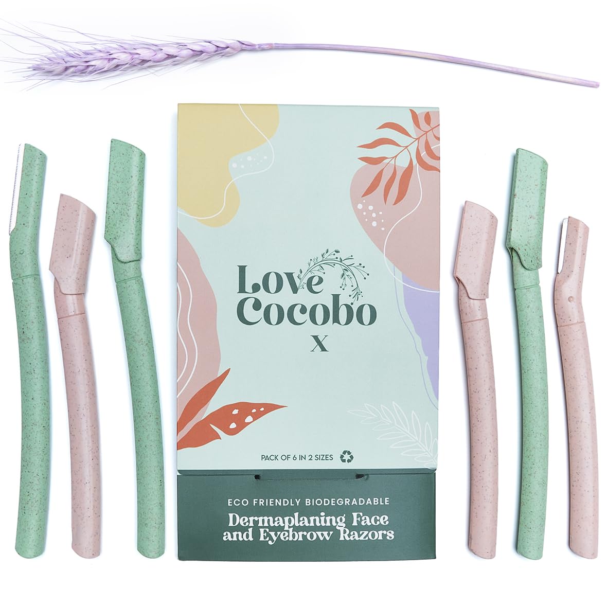 Love Cocobo   Dermaplaning Blades for Face   Eyebrow Razor   Face Razors for Women   Facial Hair Remover for Women   Peach Fuzz Remover   Brow Shaver   6 Pcs 2 Sizes Eco Biodegradable Dermaplane Tool